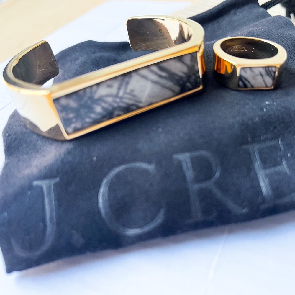 J. Crew Marble-Esque Open Bangle And Ring Set - image 2